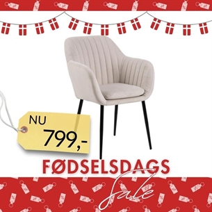 Emilia Spisebordsstol med Armlæn – Sandfarvet Enjoy Stof